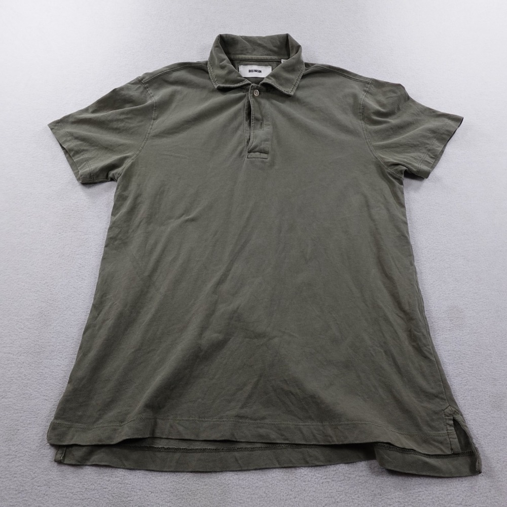 Buck Mason Sueded Cotton Polo Shirt Mens Small Green Short Sleeve Casual Preppy